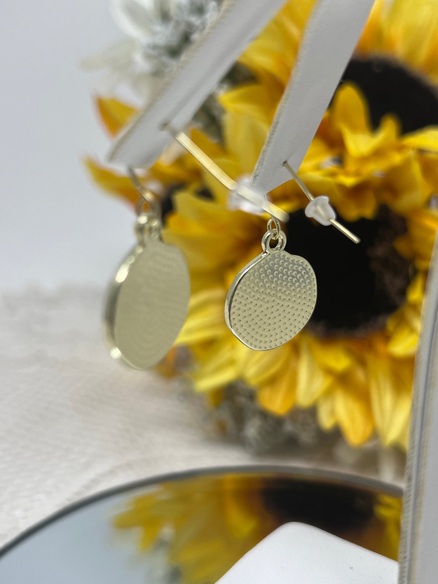 Aleta Gold Tone Daisy Enamel Hook Earrings